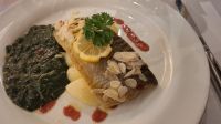 Hauptgang zum Abendessen - immer ein Fischgericht zur Auswahl