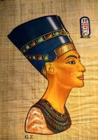Nofretete auf Papyrus