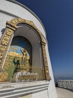 192) World Peace Pagode mit Blick auf Annapurna-Massiv - Gebirgskette, Pokhara, Nepal
