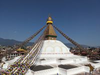 217) Nani`s Kitchen Rooftop mit Blick auf die Buddha Stupa, Kathmandu, Nepal