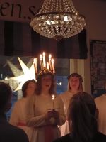 Stockholm. Morgendliches Lucia-Konzert im Hotel
