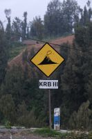 Vulkanwarnschild im Bromo-Tengger-Semeru Nationalpark- Indonesien
