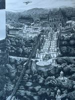 Pilgerweg und Standseilbahn auf einem Bild dargestellt 