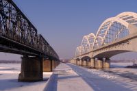 Eisenbahnbrücke in Harbin - China