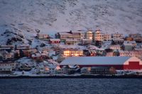 Honningsvåg - die Sonne kommt den 2. Tag nach der Polarnacht über den Horizont