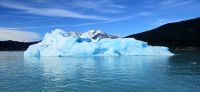 Gletschereis schwimmt neben dem Schiff auf dem Weg zur Estancia Christina