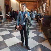 Florenz: unsere örtliche Reiseleiterin Annett in den Uffizien