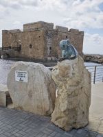 Fort von Pafos mit der Aphrodite, die aus dem Meerschaum enpor steigt, Zypern