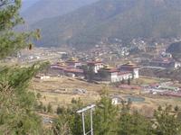 Blick auf den Regierungspalast von Bhutan, in Thimpu