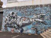 Tag 5 Blick auf Robben-Kunstwerk an Hafenmauer von Camara do Lobos 