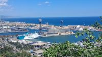 Blick von Montjuic auf Hafen Barcelona