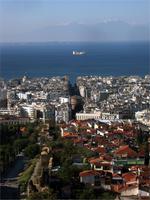 Schemenhaft grüßt der Olymp gegenüber von Thessaloniki