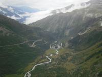 Strasse zum Furkapass - Blick auf Gletsch