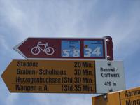 Ausschilderung des Aare-Radweges Nummer 8
