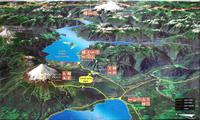 Schautafel mit den Seen und Vulkanen der Region