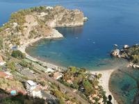 Taormina, Blick auf Capo S. Andrea und Isola Bella