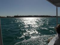 Blick vom Meer auf die Hotels