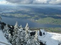 Blick zum Zugersee während Talfahrt