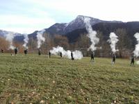 Böllerschützen zu Silvester beim Seppenbauern