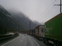 LKW Rückstau zum Gotthard Pass