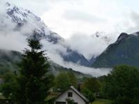 Blick in Bovec in den Triglav
