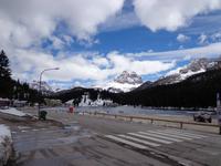 Große Dolomitenrundfahrt, Blick über den Misurinasee zu den Drei Zinnen