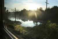 Morgenstimmung beim Blick aus dem Zug