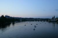 Rechts der Karlsbrücke gingen langsam schon die ersten Lichter an.