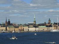 Blick von der Süderinsel auf die Stockholmer Altstadt