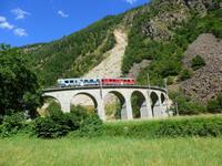 Fahrt mit dem Bernina-Express (Kreisviadukt von Brusio)