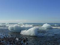 an der Mündung der Gletscherlagune Jökulsárlòn ins Meer