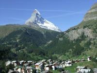 Blick von der Gornergratbahn auf Zermatt