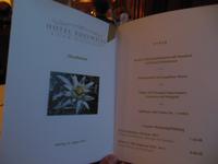 Speisekarte im Hotel Edelweiss 