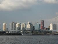 Neubauten hinter den Spannseilen der Erasmusbrücke, Rotterdam 