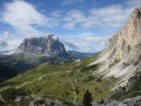Wanderung vom Grödner Joch zum Cirjoch - Blick zum Langkofel