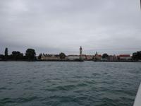Blick auf die Hafeneinfahrt von Lindau vom Schiff aus
