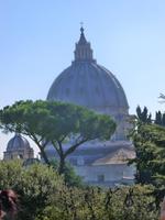Blick von den Vatikanischen Gärten auf die Kuppel der Peterskirche 