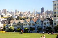 Holzhäuser Painted Ladies am Alamo Square in San Francisco
