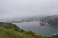 Blick von der Bergkuppe der Featherbed-Bay