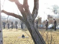 Böllerschützen am Neujahrstag am Hotel Happinger Hof