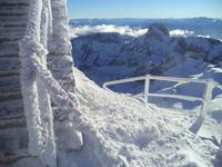 Vereist: Geländer auf dem Säntis