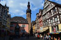 115 Cochem an der Mosel, Marktplatz mit Rathaus und Stadtkirche