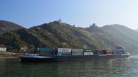 130 Schifffahrt durch das Mittelrheintal, Containerschiff unter den feindlichen Brüdern