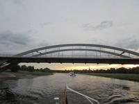 Dresden,Dixielandfahrt mit dem Salonschiff-August der Starke_Waldschlösschenbrücke