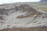 Blick in den Krater Grábrók