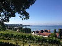 Blick von der Wallfahrtskirche Birnau über den Bodensee