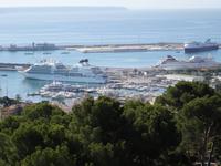 Blick vom Schloss Bellver auf den Kreuzfahrthafen