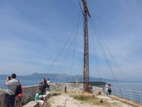 Korfu Stadt, Blick von der Festung zur Insel Vido und zum Pantokrator