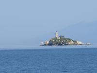 Korfu, Schiff nach Albanien, Inselchen und Fähre von Italien