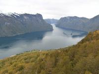 Blick vom Aussichtspunkt Stegasteinen zum Aurlandsfjord